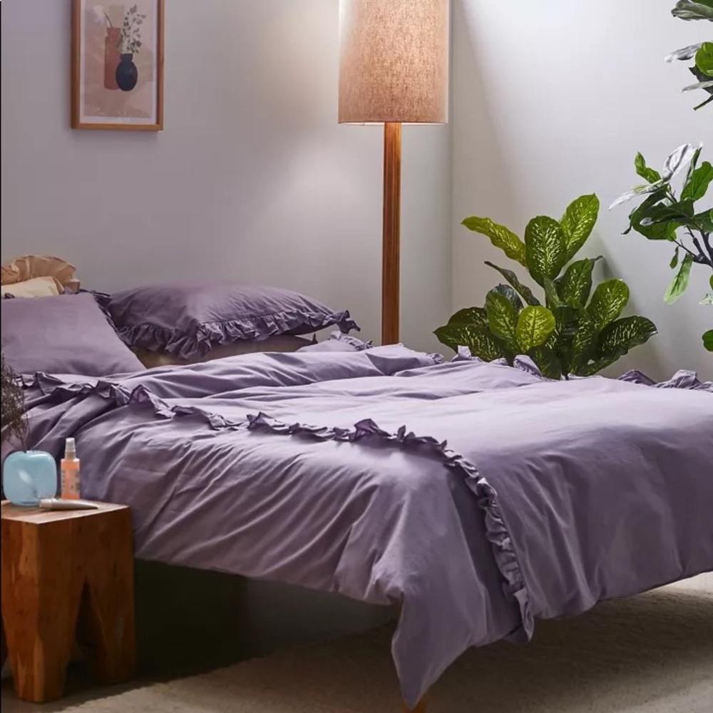 Ruffle Cotton Duvet Cover - Picture 2 of 7